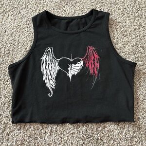 Black Angel Wing Crop Top